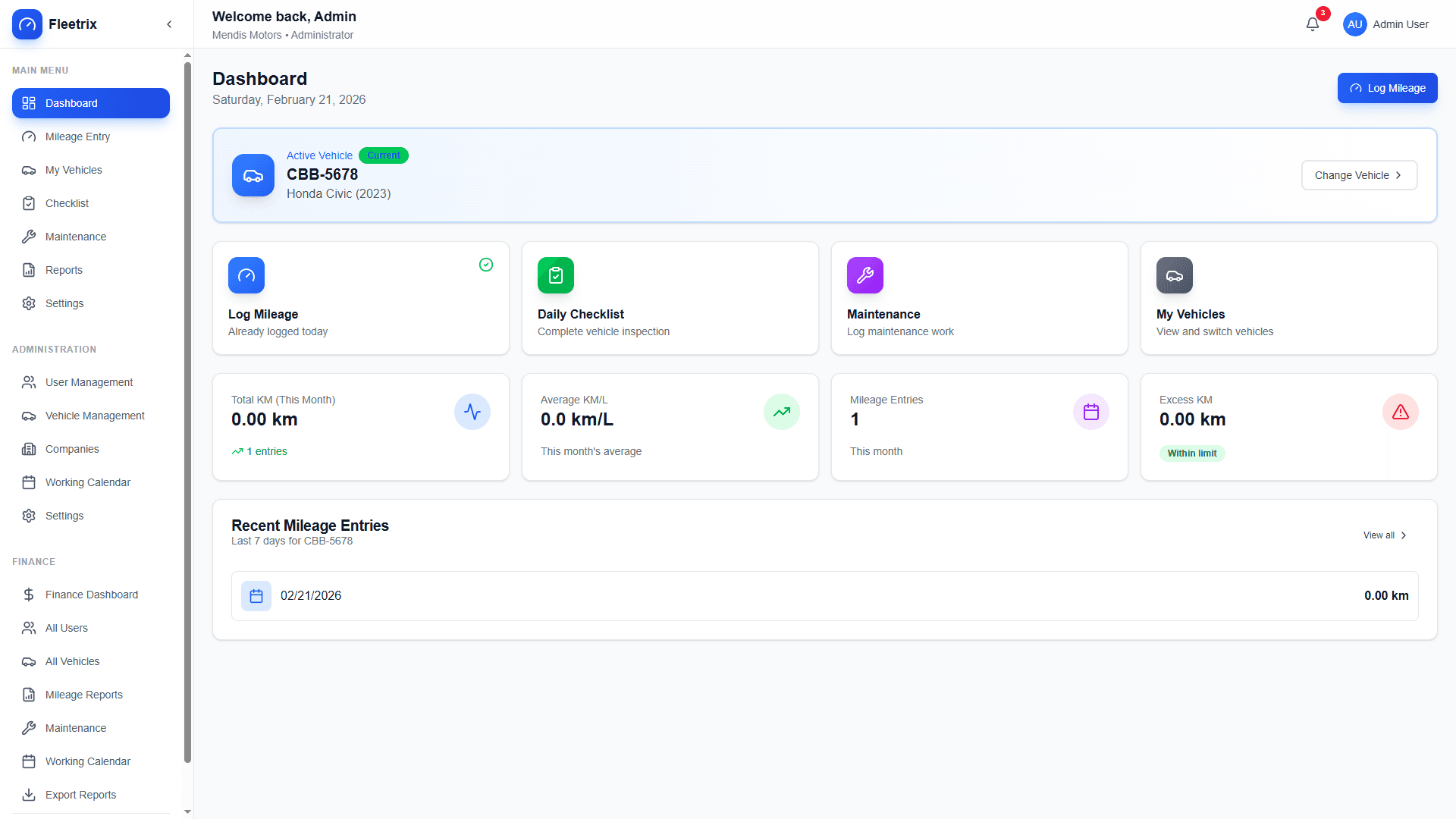 Fleetrix dashboard